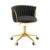 Velvet Woven Home Office Chair, Modern Swivel Desk Chair with Wheels, Height Adjustable Vanity Chair with Gold Metal Base and Hand Weaving Back for Bedroom Study Computer Room, Black