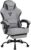Vonesse Gaming Chair, Computer Chair Fabric with Pocket Spring Cushion, Office Chair with Footrest and Massage Lumbar Support, Reclining Gaming Chairs for Adults 250LBS (Grey)