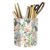 WAVEYU Cute Pen Holder for Desk, Ceramic Pencil Holder, Pen Cup Marker Holder Makeup Brush Holders, Desk Accessories & Workspace Organizers for Home, School & Office, White Flower