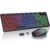 Wireless Keyboard and Mouse Combo – RGB Backlit, Rechargeable & Light Up Letters, Full-Size, Ergonomic Tilt Angle, Sleep Mode, 2.4GHz Quiet Keyboard Mouse for Mac, Windows, Laptop, PC